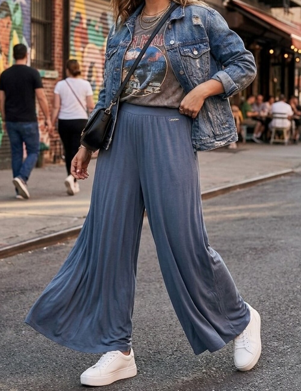 Calvin Klein Wide Leg Pants Size S Charcoal Gray Modal Blend Pull On NWT